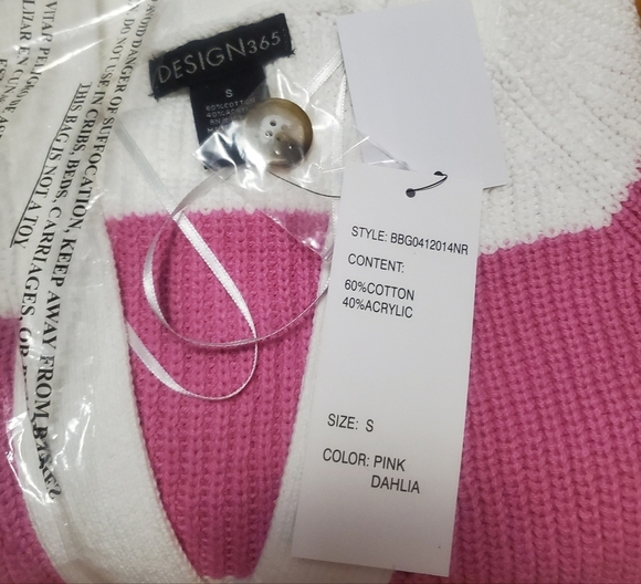 *NWT* Design History Varsity Cardigan PINK DAHLIA, Size Small - Picture 3 of 5